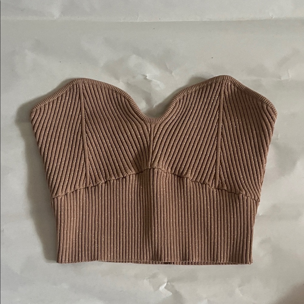 Forever 21 Tan Ribbed Crop Top